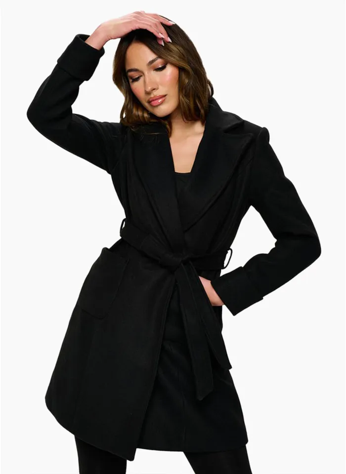 Melania Belted Coat - Black