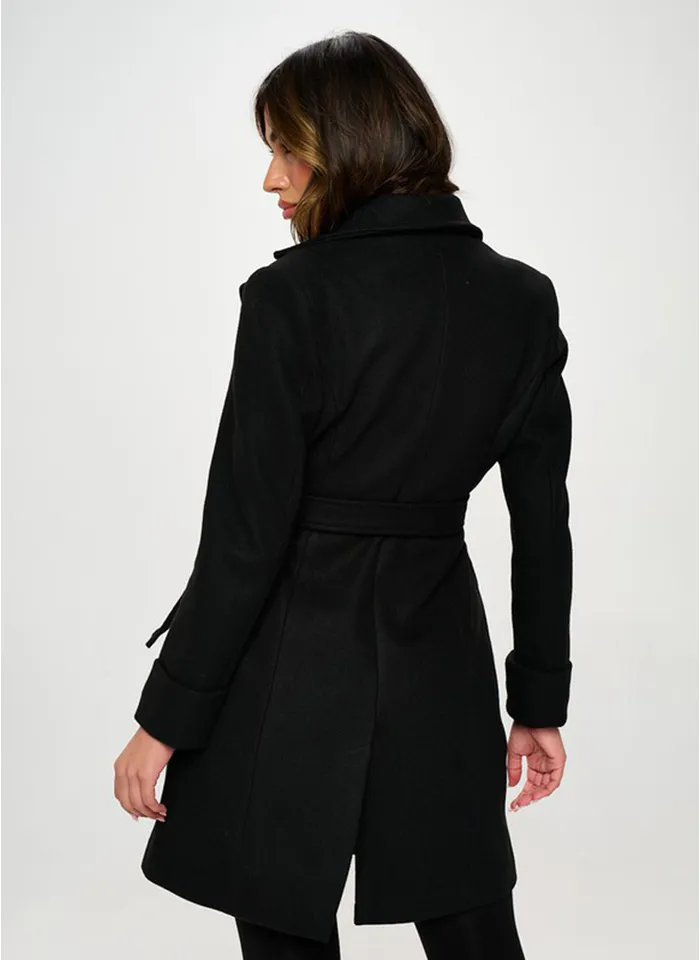 Melania Belted Coat - Black