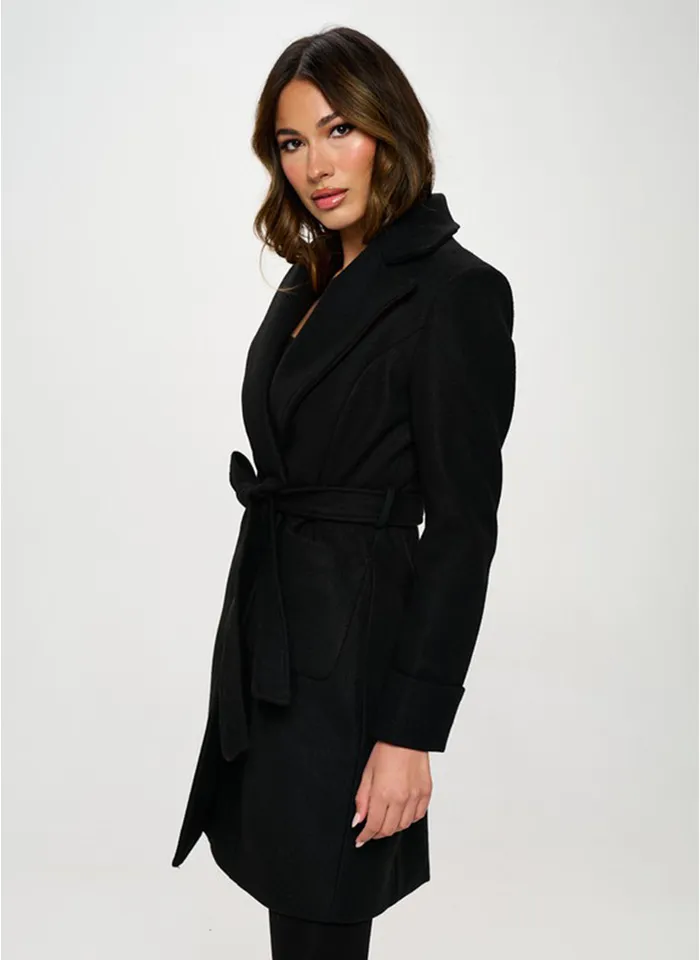 Melania Belted Coat - Black