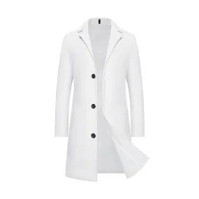 Men's Solid Color Single-breasted Trench Coat