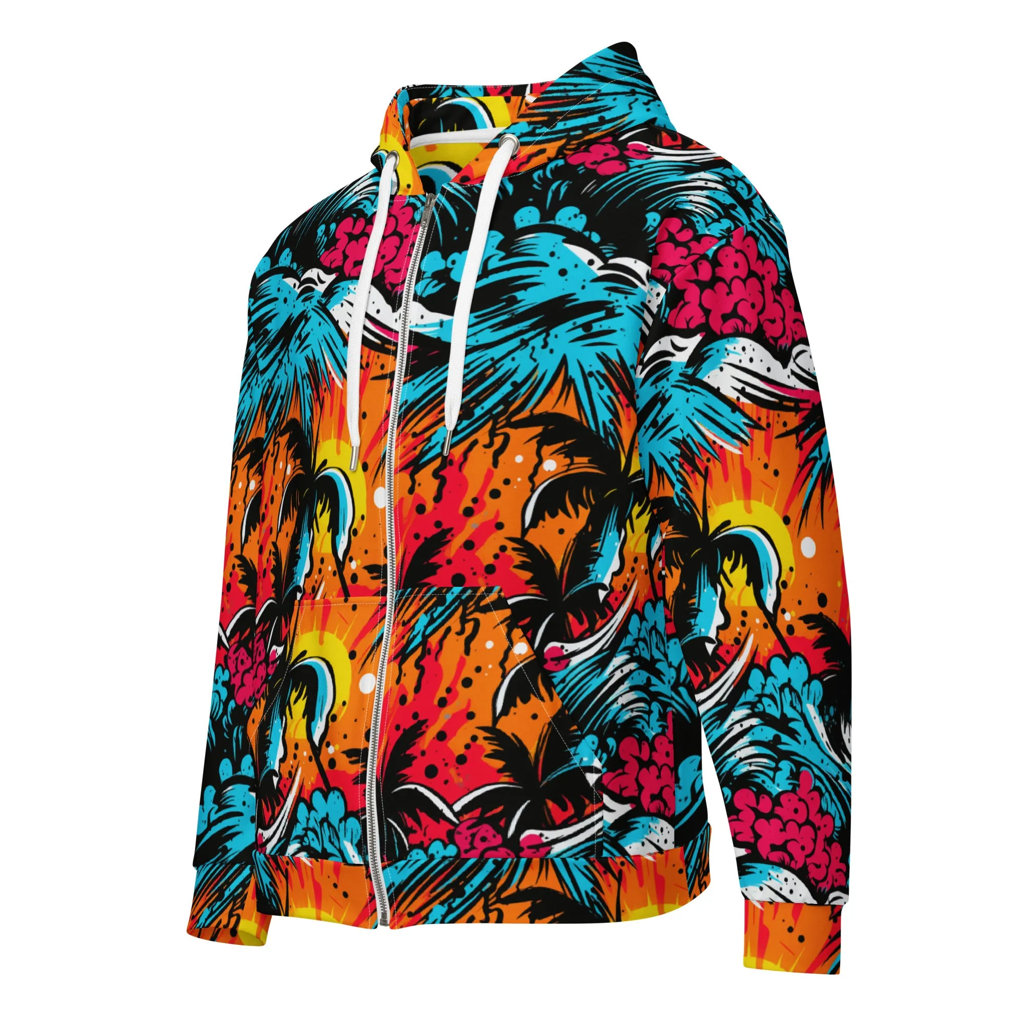 Mens Zip Hoodie - Tropical Adventure 001