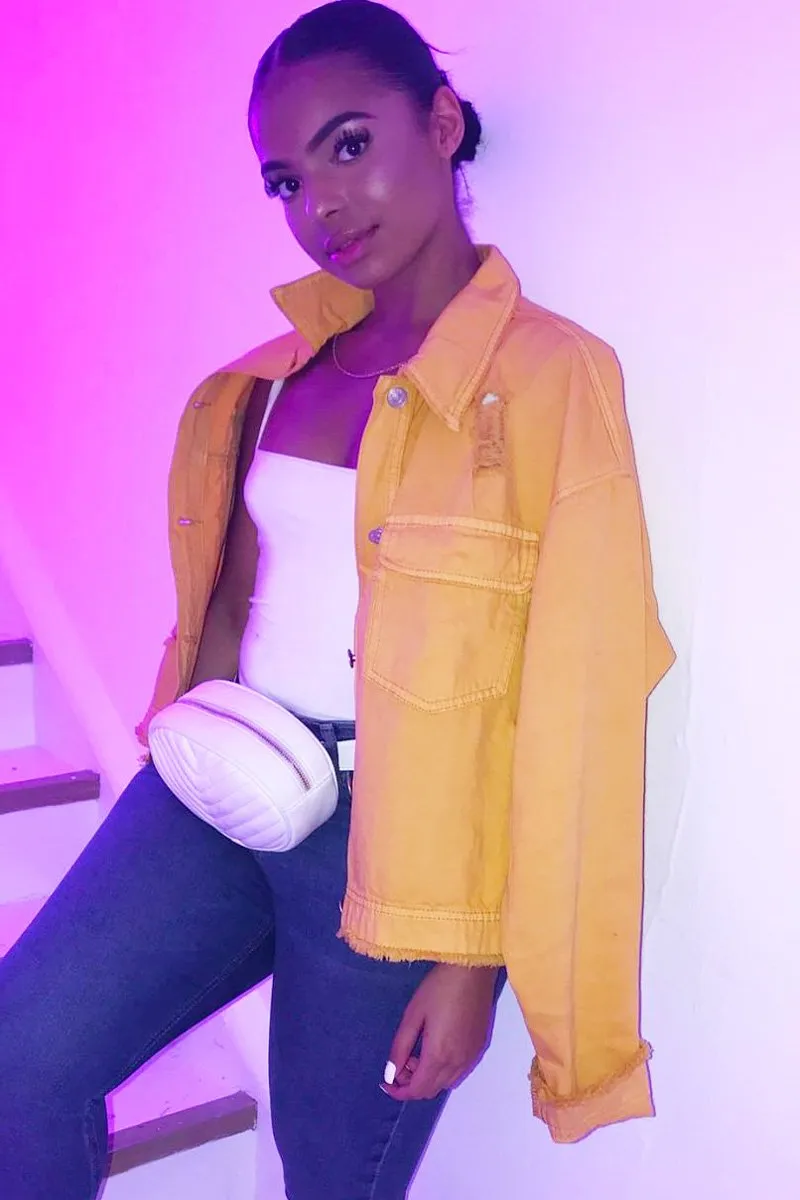 Mustard Oversized Denim Jacket - Aavya