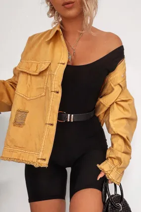 Mustard Oversized Denim Jacket - Aavya