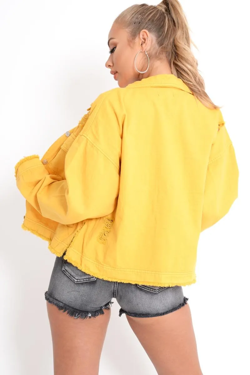 Mustard Oversized Denim Jacket - Aavya