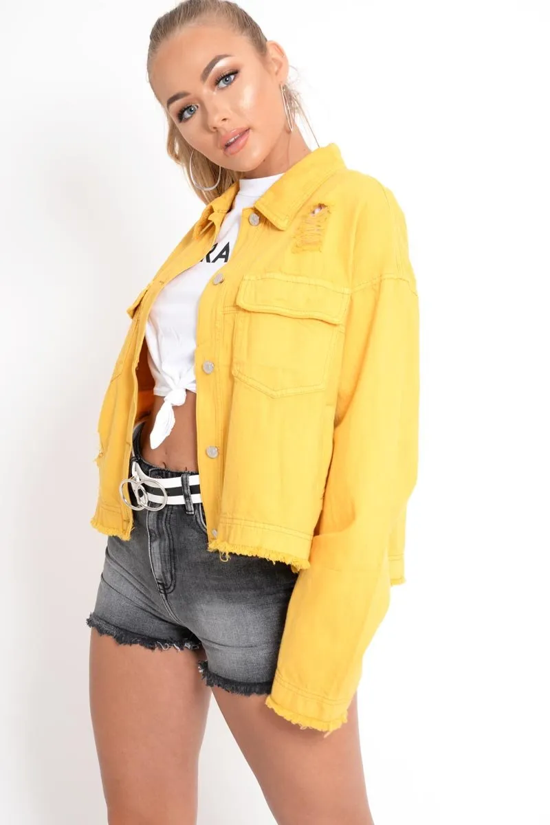 Mustard Oversized Denim Jacket - Aavya