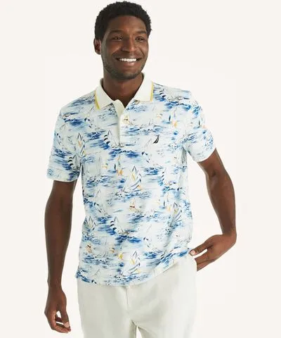 Nautica Mens Classic Fit Printed Polo