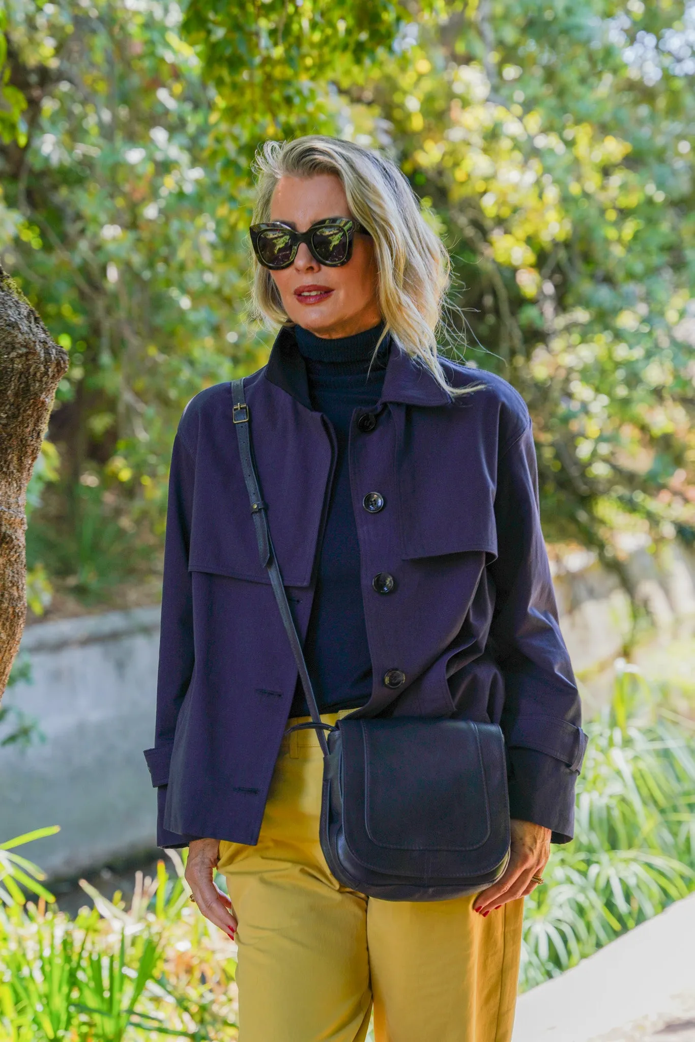 Navy Cropped Trench Coat