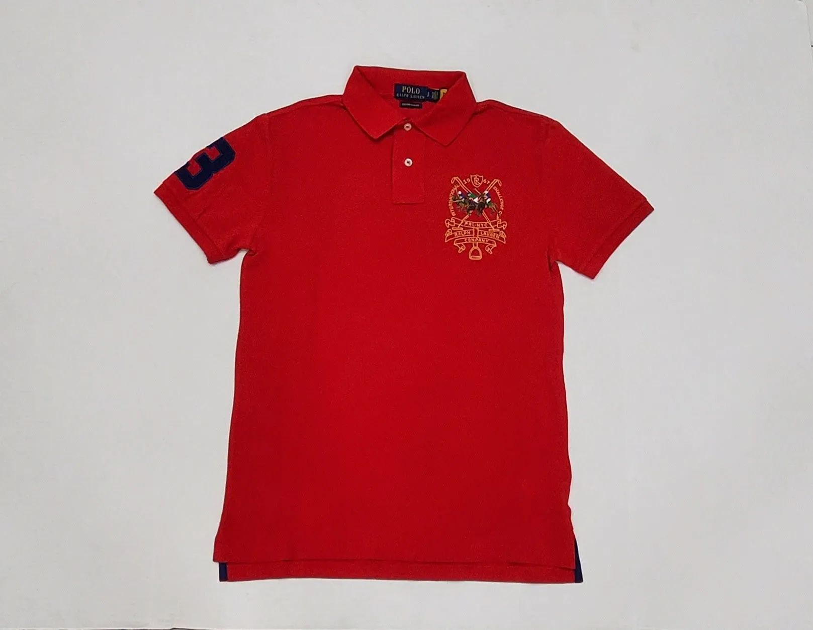 Nwt Polo Ralph Lauren Red Triple Pony Custom Slim Fit Polo