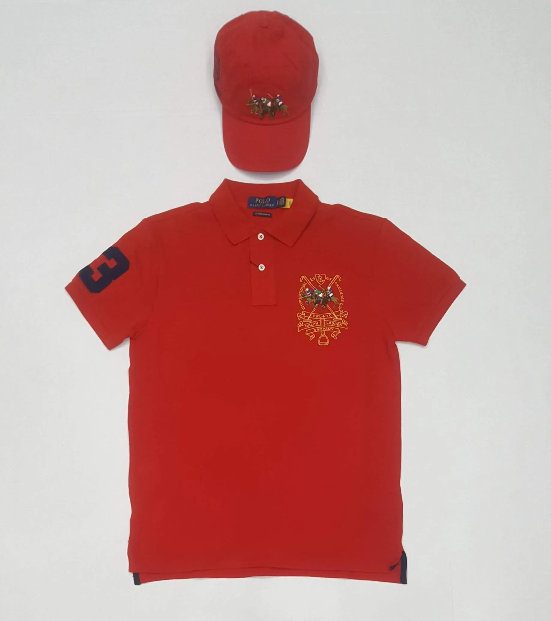 Nwt Polo Ralph Lauren Red Triple Pony Custom Slim Fit Polo