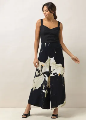 One Hundred Stars Stork Crepe Palazzo Trousers Black