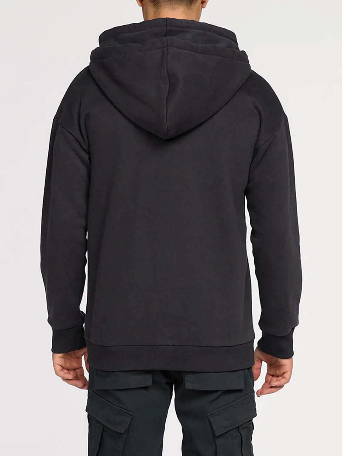 Organic Cotton Double Hooded Zip Up Charcoal Grey