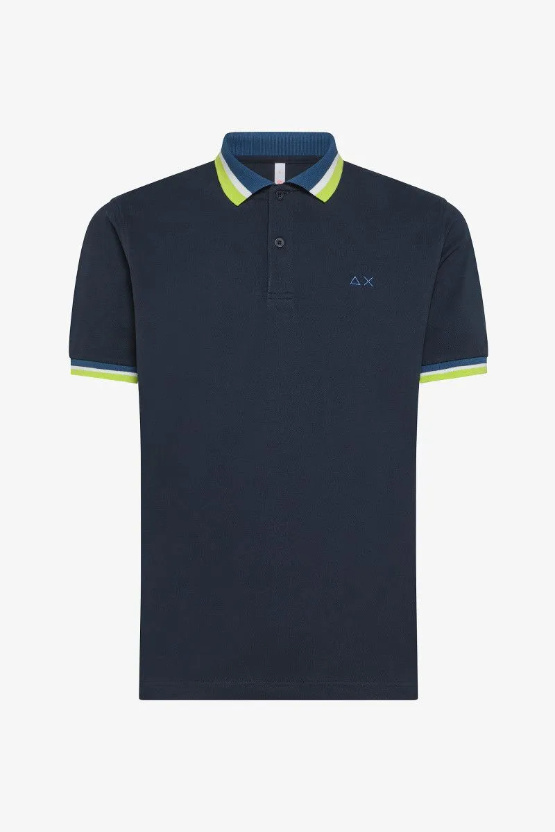 Polo con righe uomo Blu