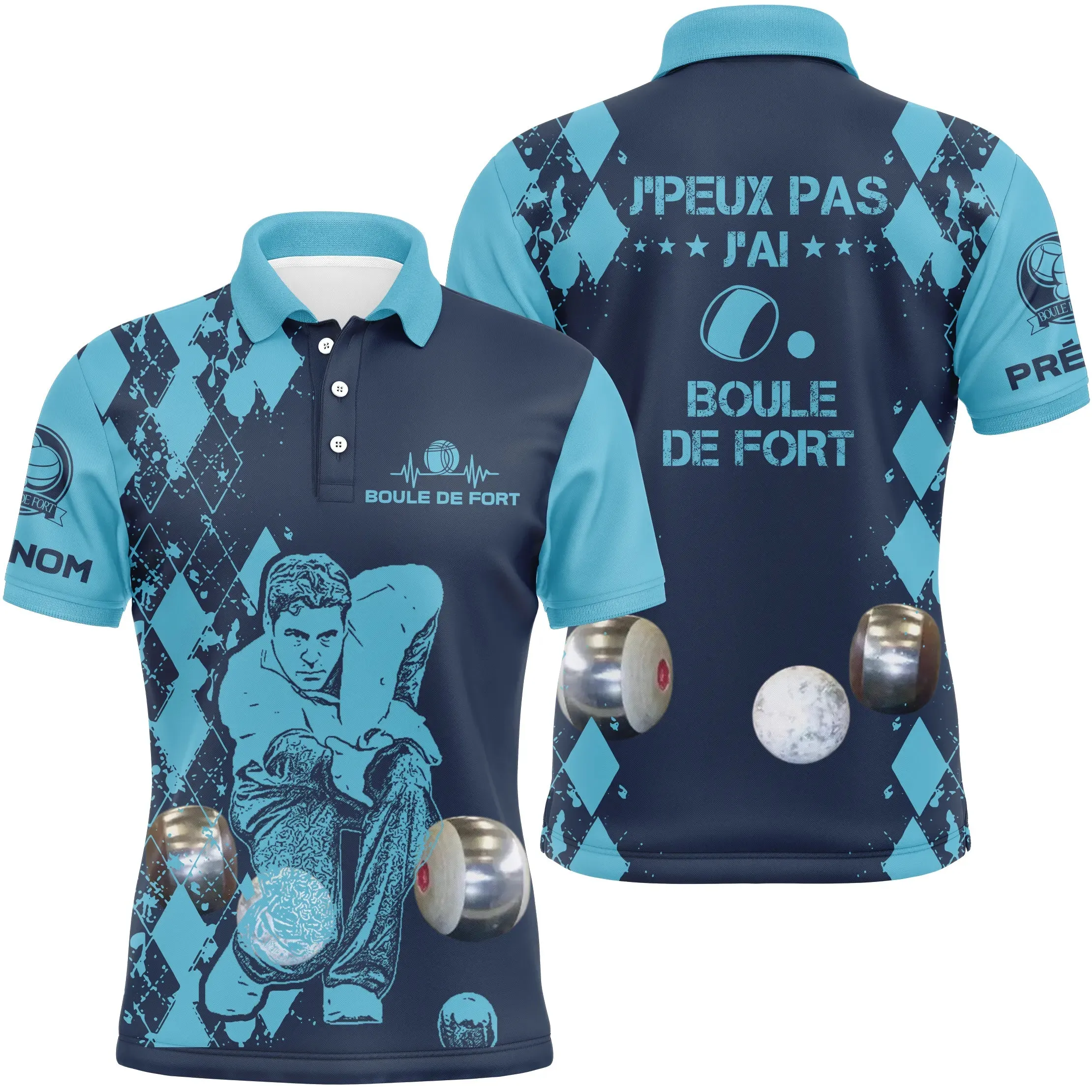 Polo Personnalisé, Cadeau Humour Bouliste, J'Peux Pas J'ai Boule De Fort - CT14112349