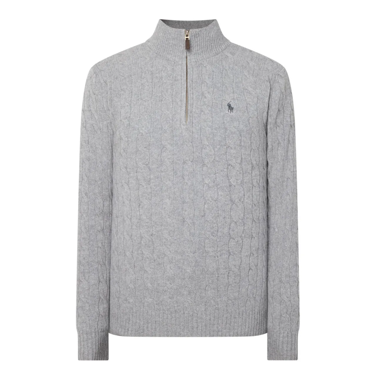 POLO RALPH LAUREN Cable-Knit Half-Zip Sweater - Grey