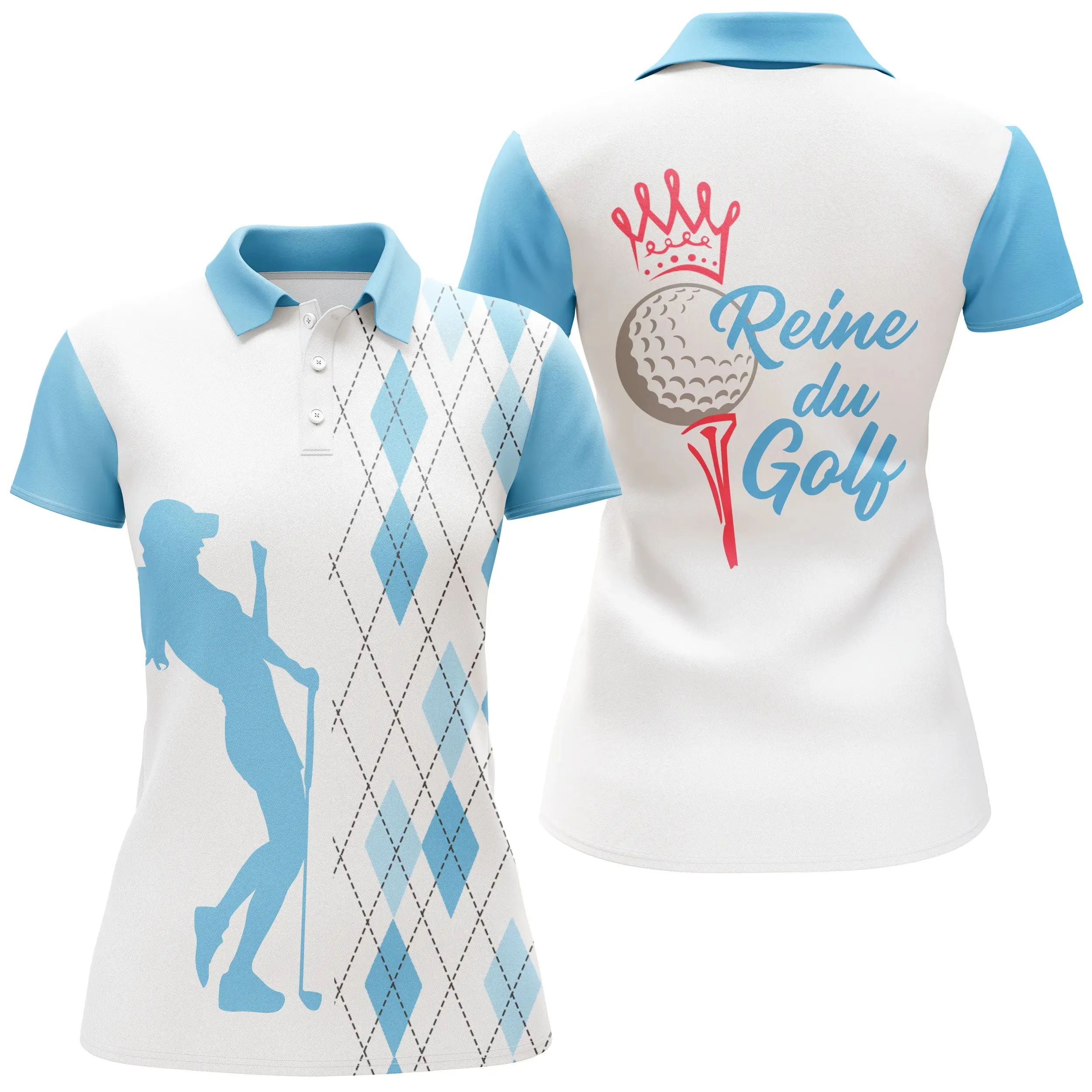 Polo Reine du Golf, Vêtement de Sport Femme, Cadeau Humour Golfeuse, Polo d'té à Séchage Rapide - CTS13052216