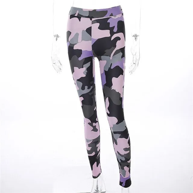 Print Camouflage Leggings For Women Casual Push Up Ankle Length Jeggings High Waist Plus Size Leggings Female