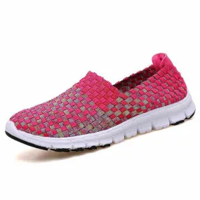 Red knit check slip on shoe sneaker