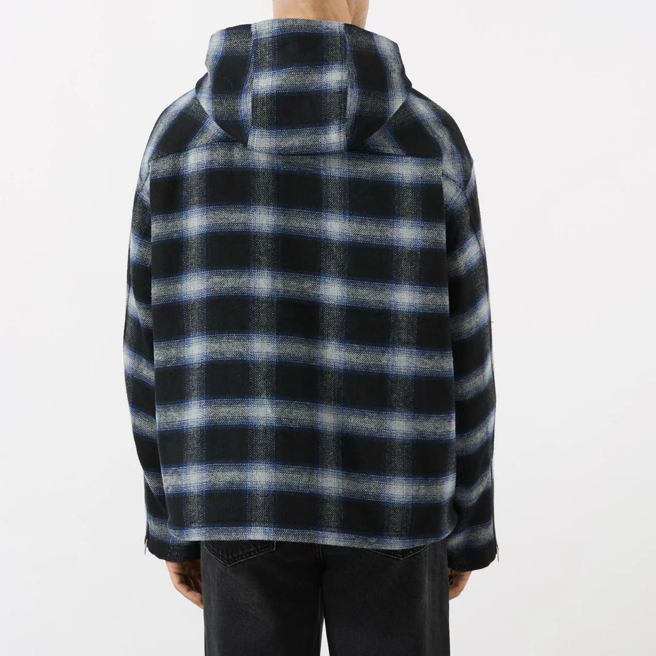 REPRESENT Checked Hooded Overshirt - Navy