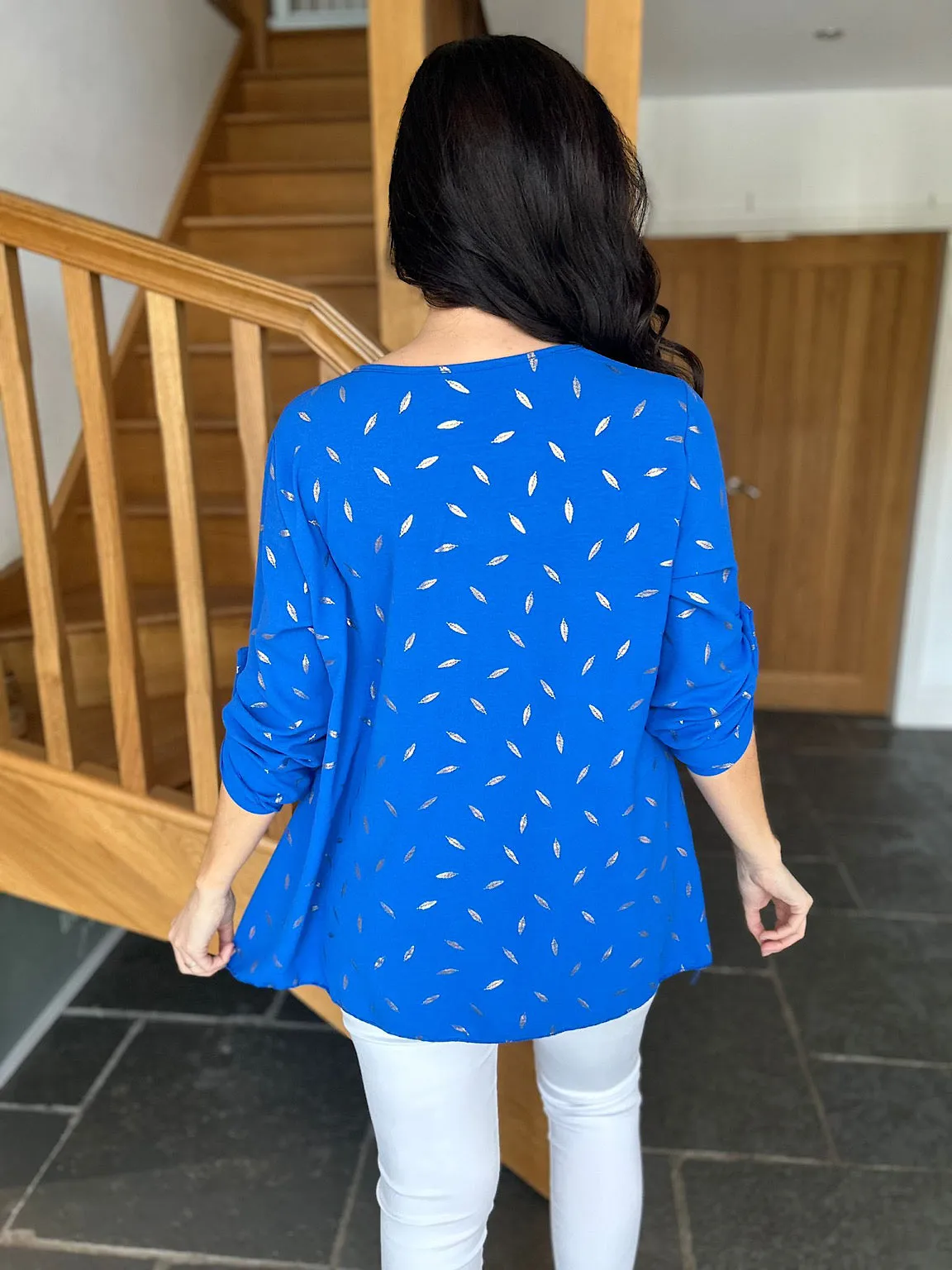 Royal Blue Gold Leaf Blouse Gina