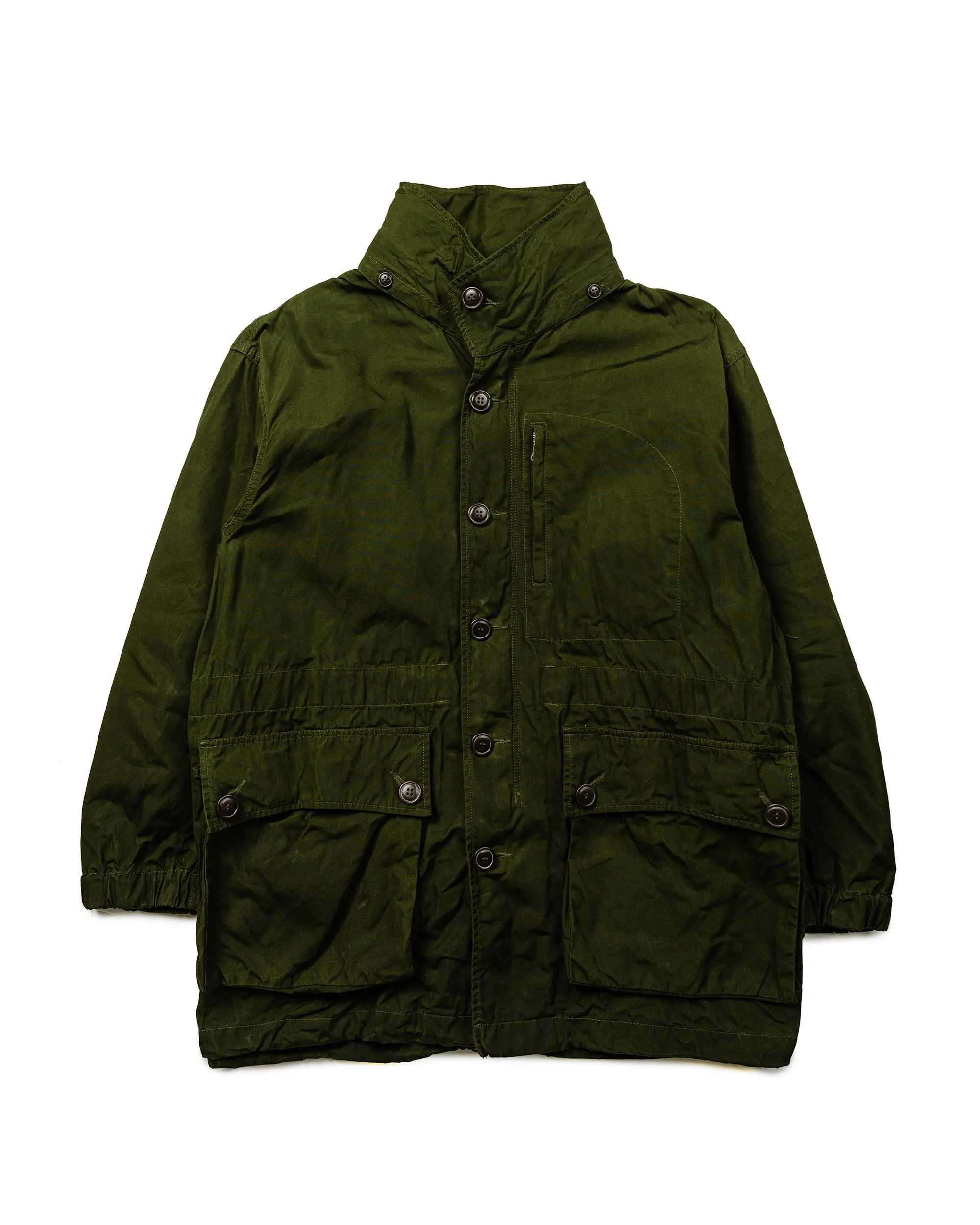 Sage de Cret High Density Cotton Waxed Field Half Coat Olive