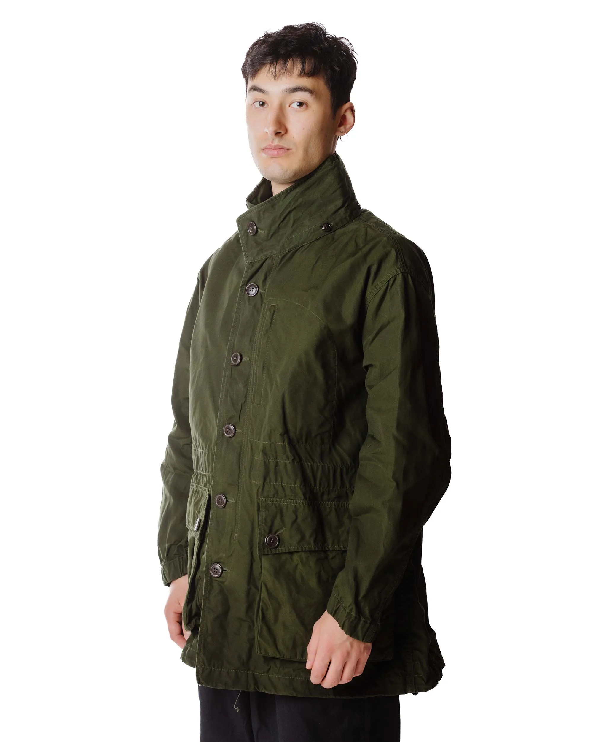 Sage de Cret High Density Cotton Waxed Field Half Coat Olive