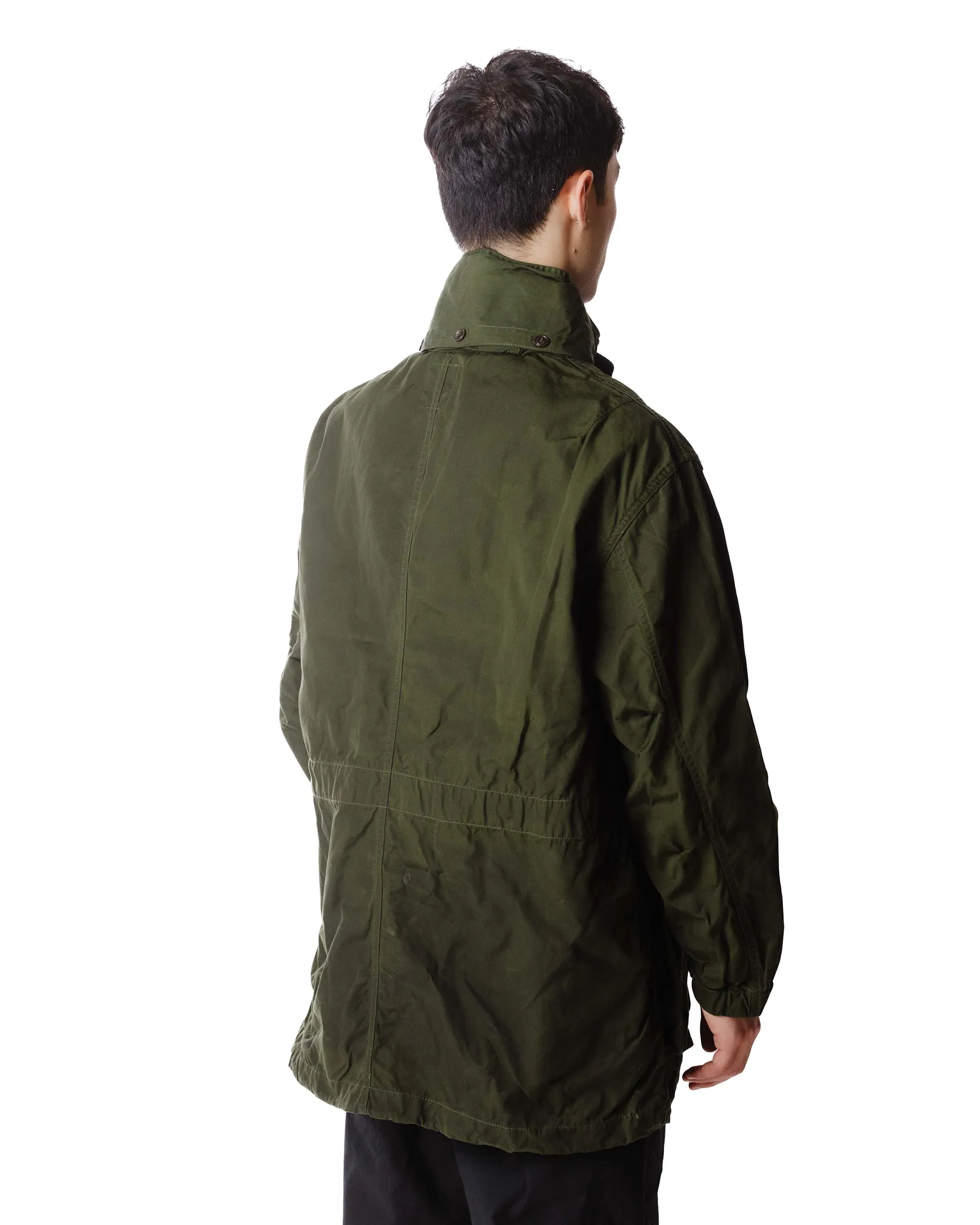 Sage de Cret High Density Cotton Waxed Field Half Coat Olive