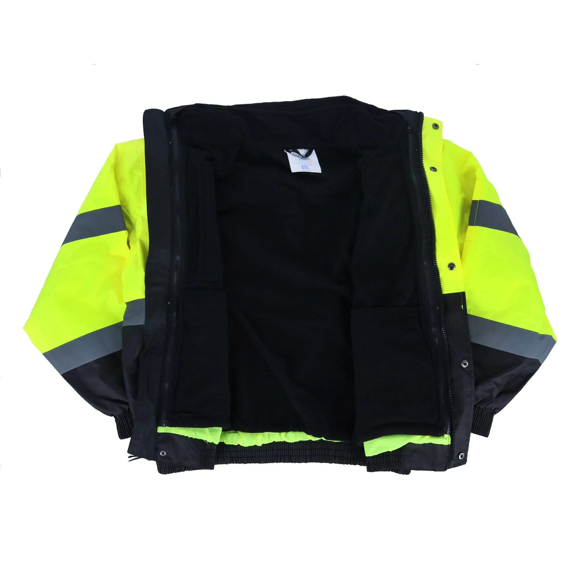 Tuff Grip Men's Fluorescent Bomber Rain Jacket with Removable Fleece Lining