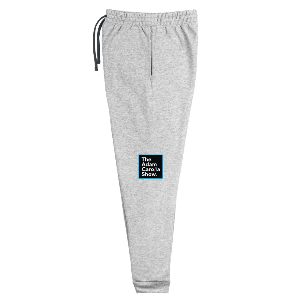 Unisex Joggers, The Adam Carolla Show Logo on Left Leg, ACS Icon on Right Leg