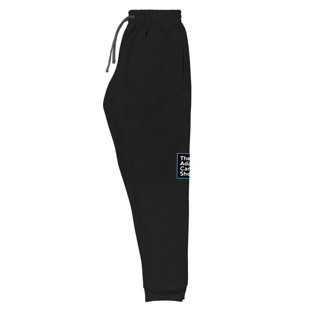 Unisex Joggers, The Adam Carolla Show Logo on Left Leg, ACS Icon on Right Leg