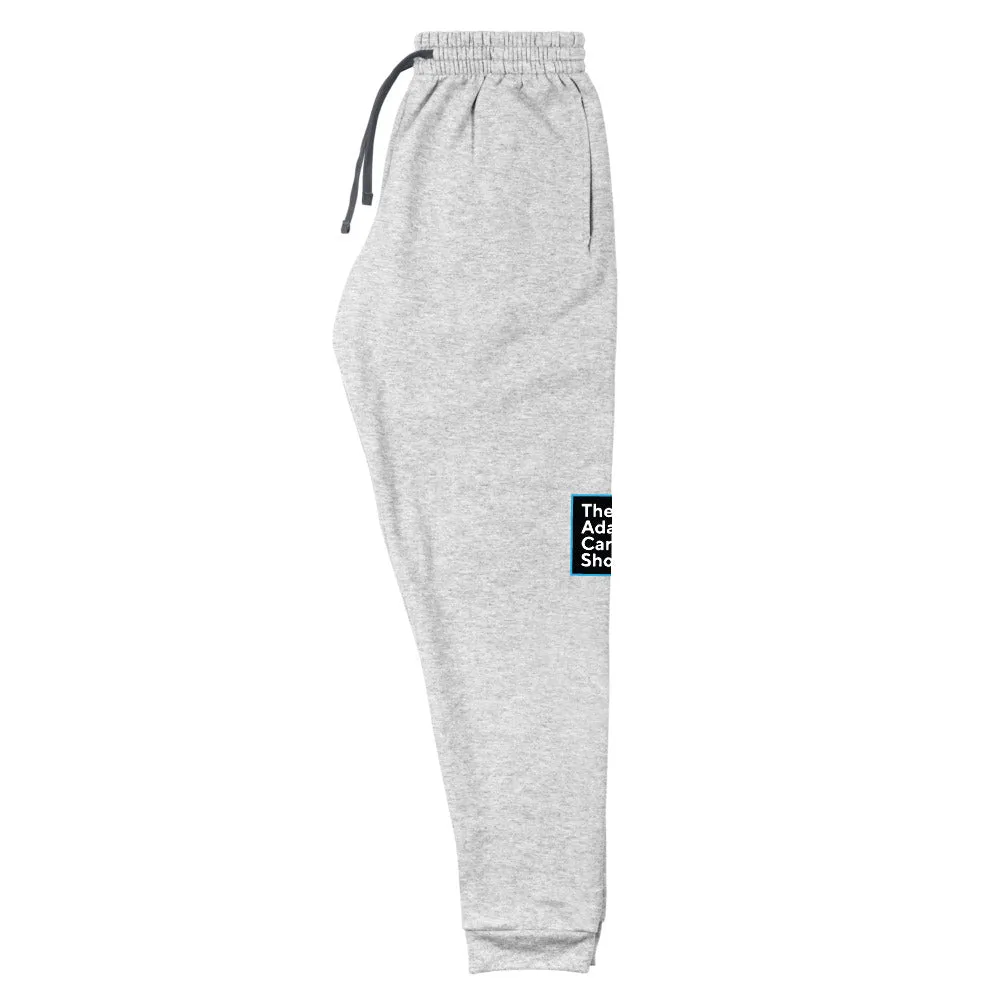 Unisex Joggers, The Adam Carolla Show Logo on Left Leg, ACS Icon on Right Leg