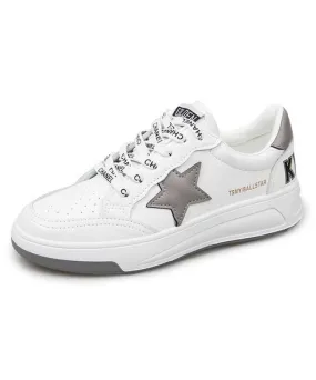 White grey star letter print shoe sneaker