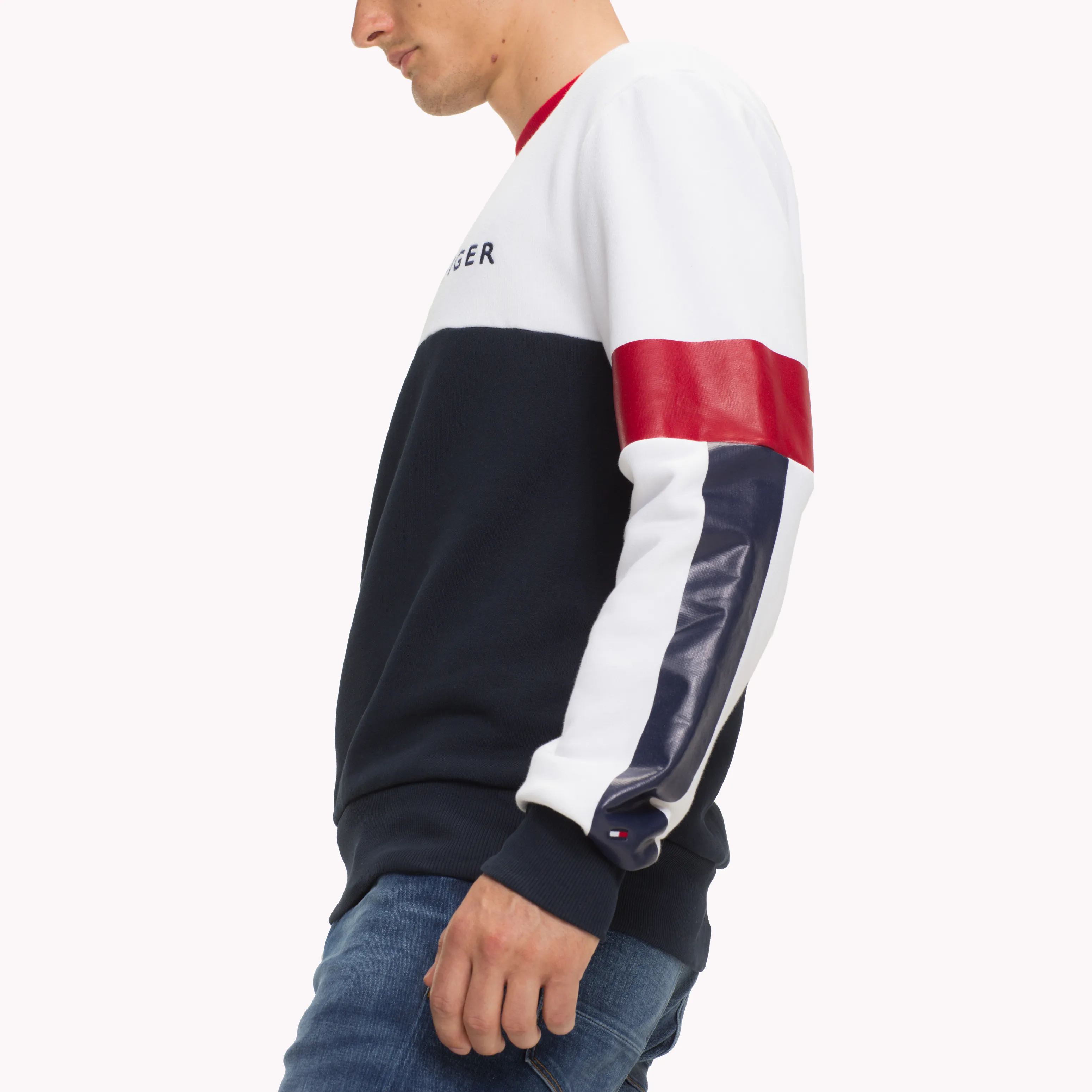 White Relaxed Fit Colour-Blocked Jumper | Sweatshirts & Hoodies | Tommy Hilfiger