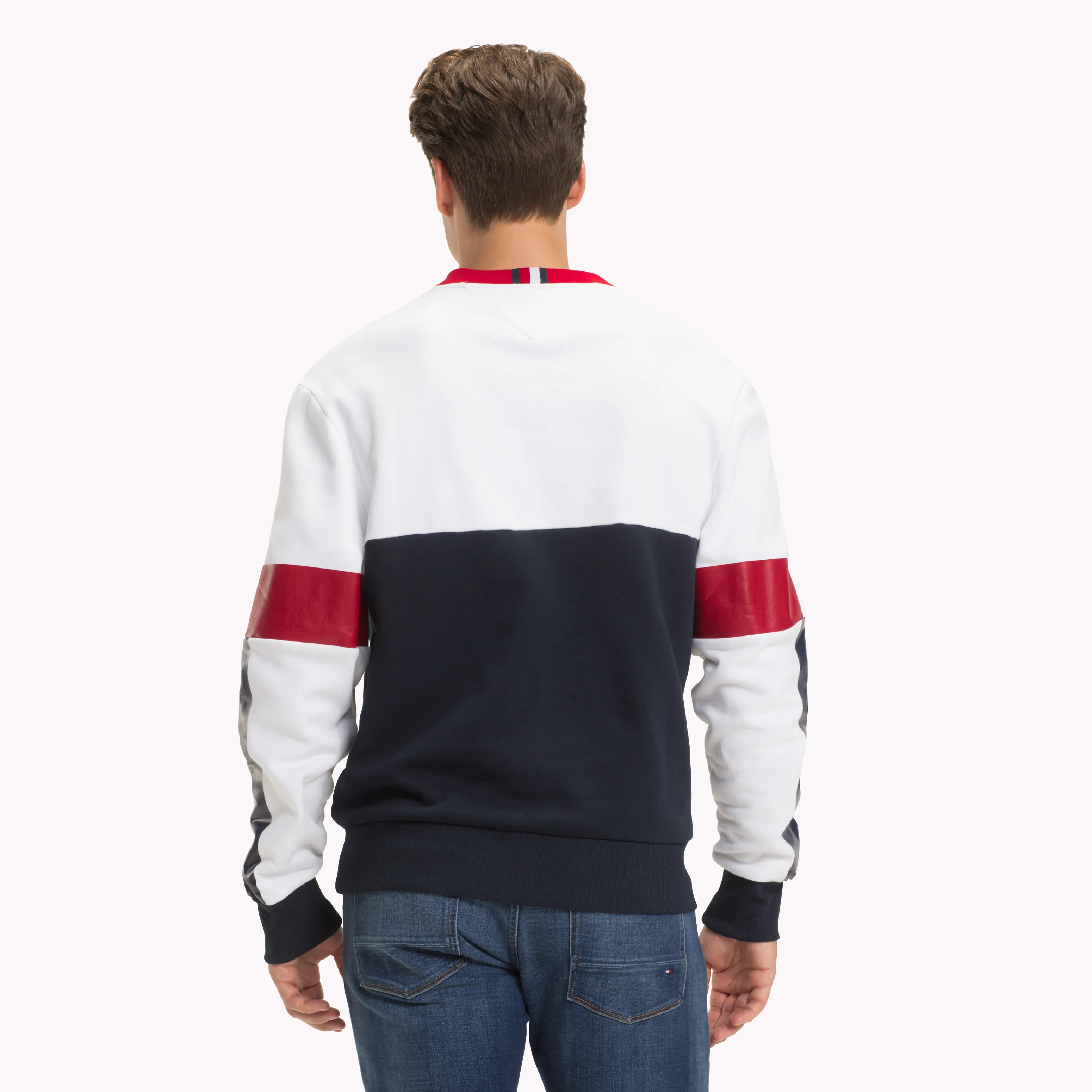 White Relaxed Fit Colour-Blocked Jumper | Sweatshirts & Hoodies | Tommy Hilfiger