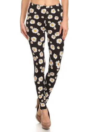 Women's Regular Vivid Daisy Couture Pattern Print Leggings