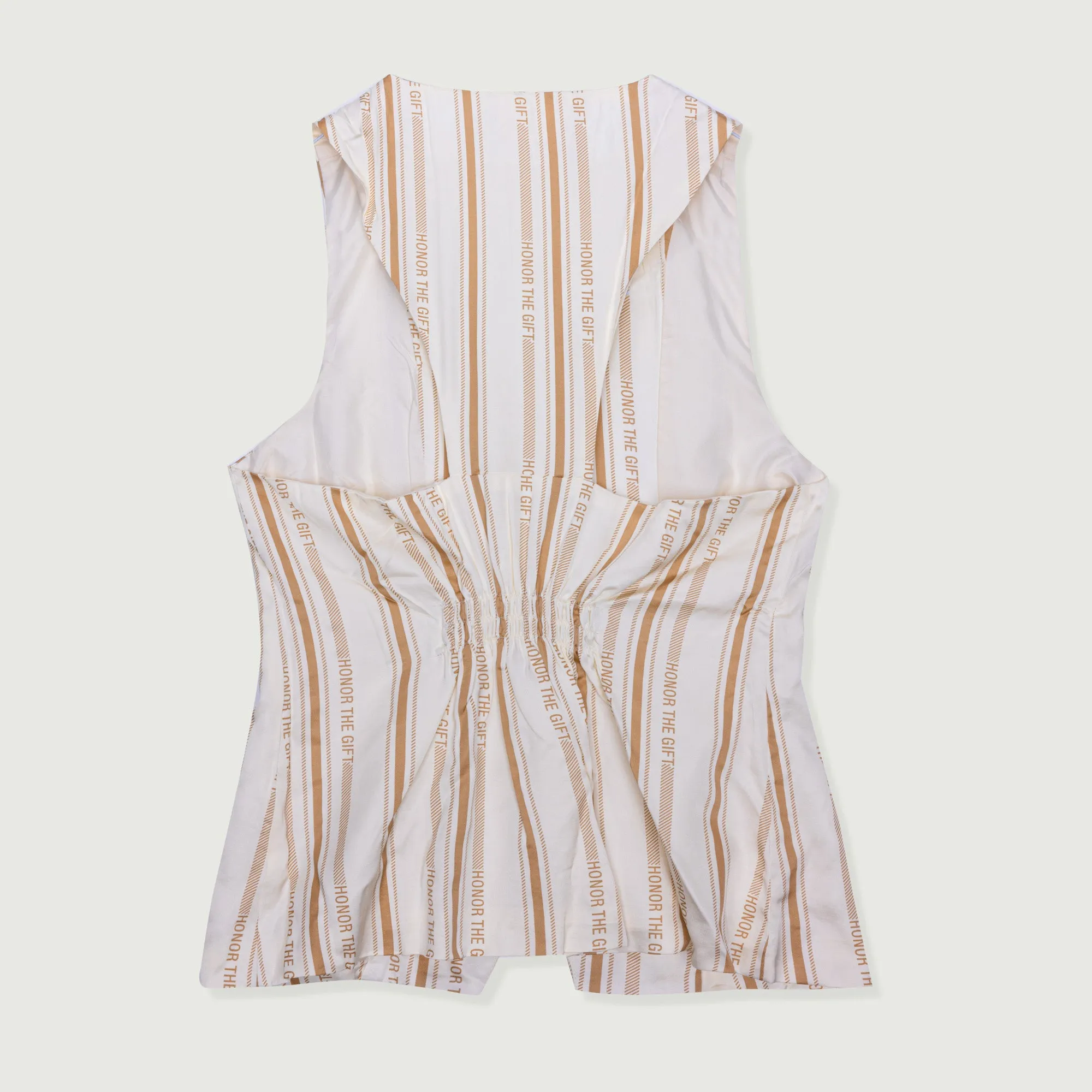 Womens Satin Vest - Bone Stripe