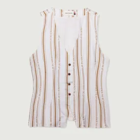 Womens Satin Vest - Bone Stripe